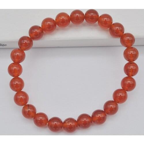 8MM Red Carnelian Round Beads GEM Bracelet Bangle Stretch 8 Inch Jewelry For Gift G563