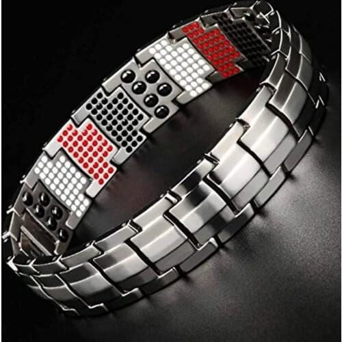 ACRDDK 591 Elements Titanium Men Bracelets Fashion Electroplated black 4-IN-1 Anion Magnetic Bracelet Jewelry on Hand