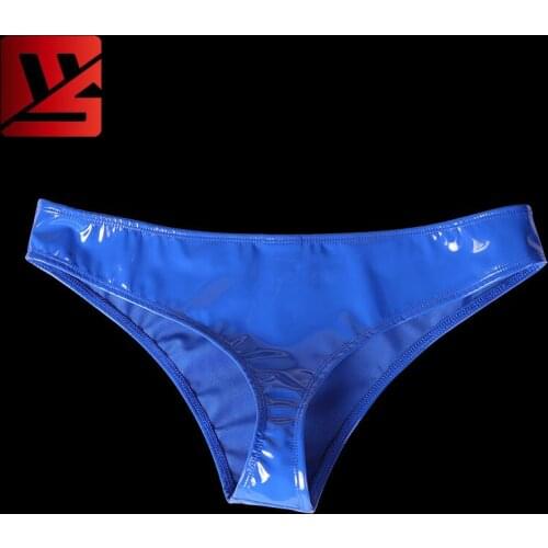 Plus Size Latex PVC Shiny Low-Rise G-string Panties Sexy G string Micro Thong T-Back Erotic Lingerie Smooth Thongs Stage Wear