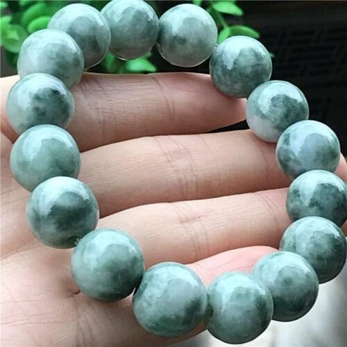 Natural Emerald 13mm Green Bead Bracelet Elastic Bangle Jewellery Accessories Fashion Hand-Carved Woman Amulet Custom Made