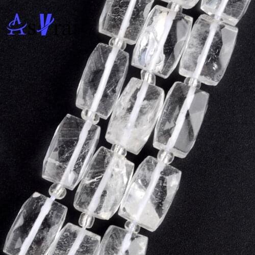 5x10mm Natural Stone Beads Faceted Cuboid Shape White Quartz Loose Spacer Beads For Jewelry Making DIY Bracelet Necklace Charms