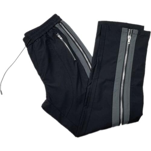 Black/Grey Side Zipper Jogger Pants 2021 Streetwear Three-Pocket Styling