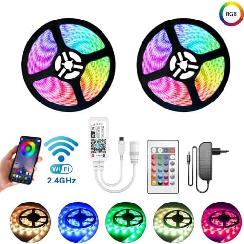 WIFI LED Strip Light RGB 5050/2835 Flexible Ribbon Fita RGB Led Lights Tape Diode 20M-5M DC 12V and WIFI Controller