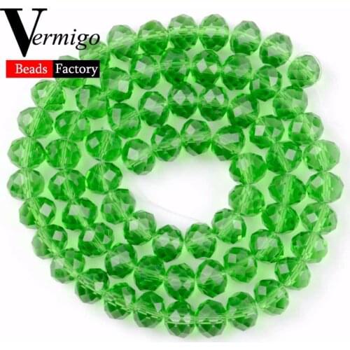 Faceted Green Rondelle Austrian Crystal Glass Beads For Needlework Women Jewelry Diy Bracelet Accessories 4mm-12mm Pick Size 15"