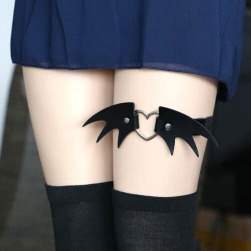 Halloween Christ Women Sexy Elasticity Harness Angel Wings Leg Chain Garter Belts Cosplay Heart Buckle Elastic Thigh Ring Garter