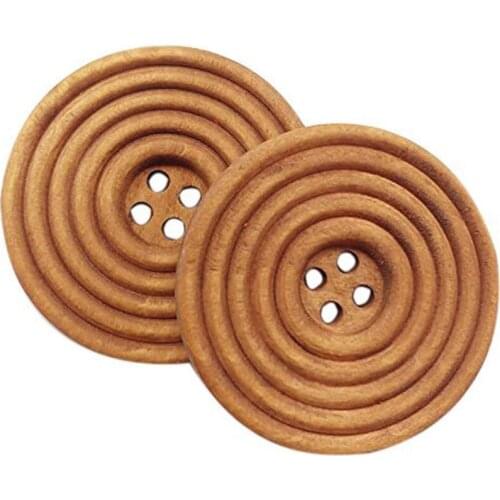 30pcs 20mm Round Alien Mosquito Coil Spiral Shape Brown Wood Buttons 4 Holes Craft Sewing Button