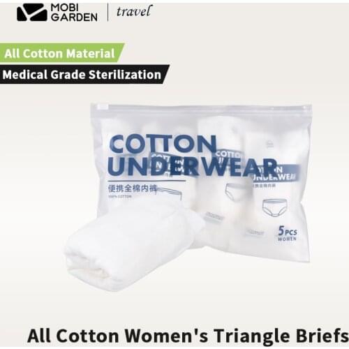 MOBI GARDEN Disposable Women Triangle Briefs Outdoor Camping Thick 100% Cotton Elastic Briefs Breathable Double Inner Crotch