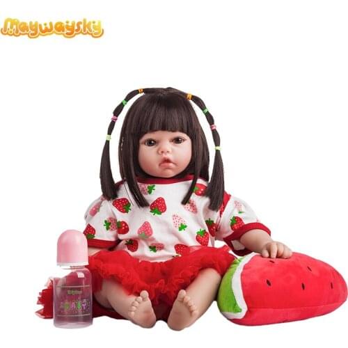 Maywaysky 22" Soft Silicone Bebe Reborn Baby Gill Doll With Dress Birthday Gift For Kid