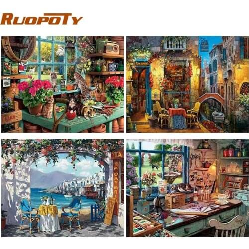 RUOPOTY Acrylic Painting By Numbers Landscape On Canvas pictures by numbers Kits The night For Home Decor Unique Gift