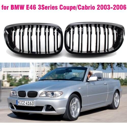 Front Center Matte black Wide Kidney Hood Grille Grill For BMW E46 3 Series Coupe Cabrio 2002 2003 2004 2005 330ci
