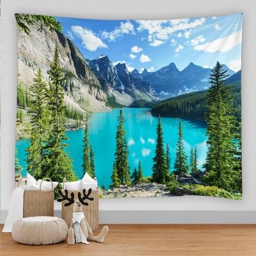 Landscape Painting Tapestry Wall Hanging Colorful Natural Scenery Bohemian Travel Mattress Studio Living Room Art Decor Tapestry