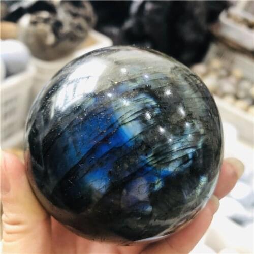 Natural labrador quartz crystal ball healing. Reiki stones and natural stone Christmas gifts