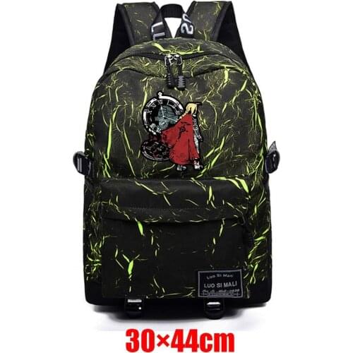 Fullmetal Alchemist Fabric Unisex Backpack Zip Teenager Teenager Schoolbag Casual High Quality Mochila Student Travel Laptop Bag