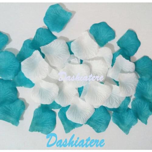 1000pcs 10packs Fake Artificial Polyester Silk Fabric Rose Petals for Turquoise Teal Wedding Favors Decorations Supplies