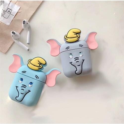 Cute Cartoon Elephant Silicone Headset Case For Apple Airpods Case Wireless Bluetooth For Air Pods 2 Earphone Protect Cover