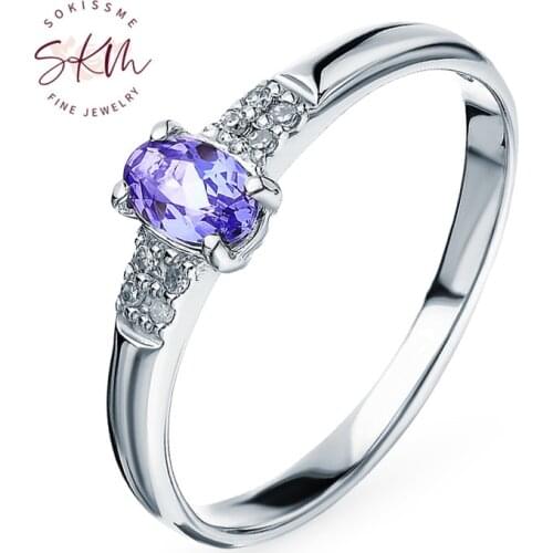 SKM tanzanite rings for women 14k rose gold trendy delicate rings Engagement Rings luxury designer wedding rings gift for wife