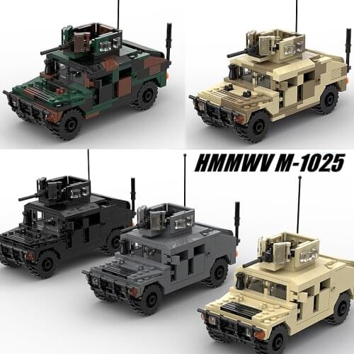 MOC WW2 Military Vehicle Hummer Cars Model Sets US Army Building Blocks Figure Weapon Bricks Accessories Creator Parts Kits Toys