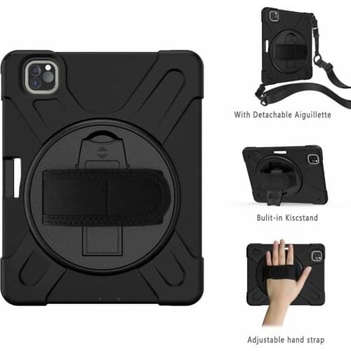 For iPad Pro 11 Inch 2020 Rotating 360 Case with Pen Holder Tablet Case Protective Cover Protector Bracket Wrist Belt + Strap