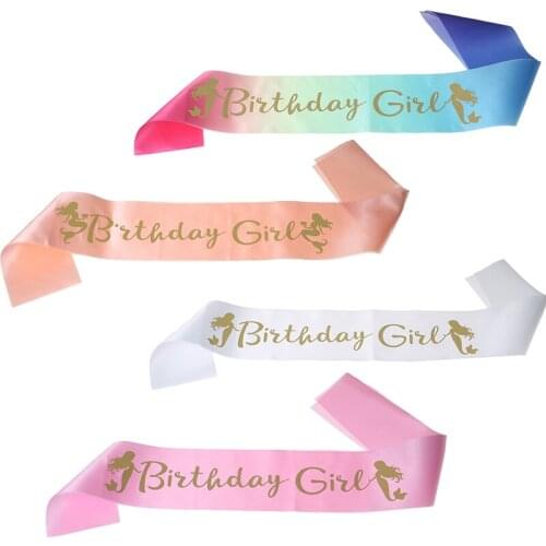 White Pink Mermaid Birthday Girl Satin Sash Sweet 16th Princess 18th 20th 21st Happy Birthday Party Decoration Supplies