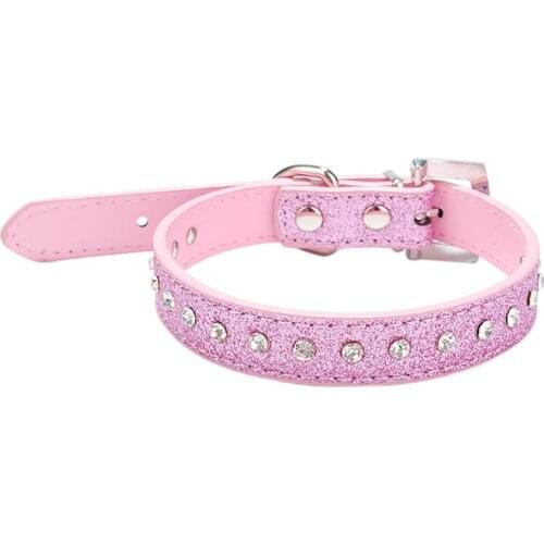 1pc PU Leather Pets Dog Collar Rhinestone Puppy Buckle Charm Pet Collars With Diamond Collar For Small Dog New