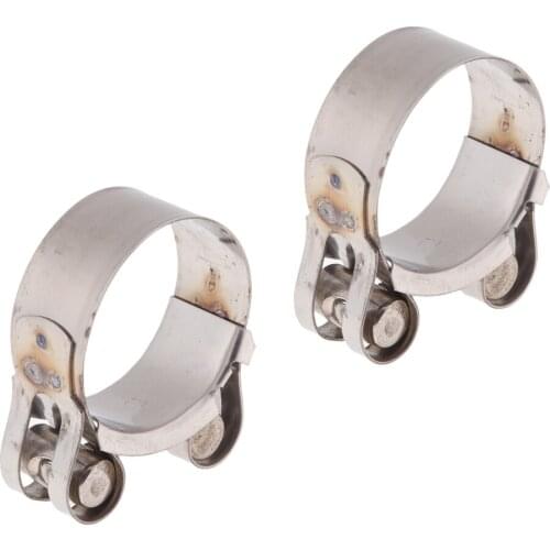 2x Motorcycle Exhaust Muffler Pipe Silencer Clamps Compatible with 44-47mm Hoses