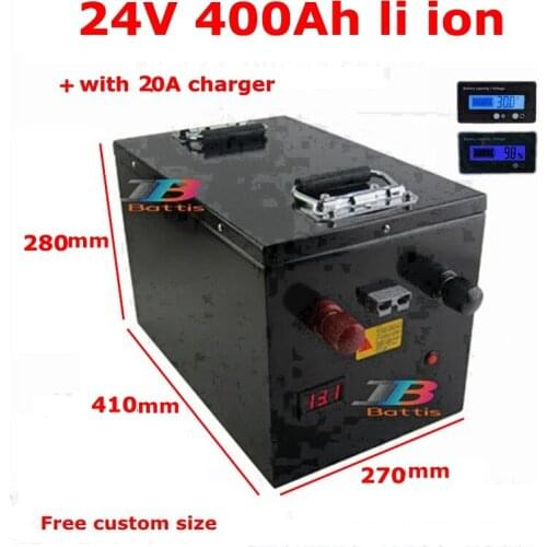24V 400AH Lithium ion battery with BMS li-ion battery for 2500W 6000W RV EV scooter solar Vehicle motorhome +20A Charger