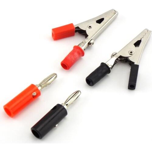 5A Plastic Handle Test Probe Metal Alligator Clips+4mm Banana Plug Crocodile Testing Connector Electrical DIY Tools
