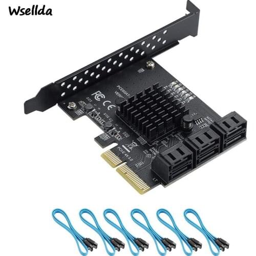 6 Gbps SATA 3.0 PCIe Card,PCIe 4X 1X SATA Card 6 Ports, PCIe To SATA Controller Expansion Card, Non-Raid,with 6 SATA Cables