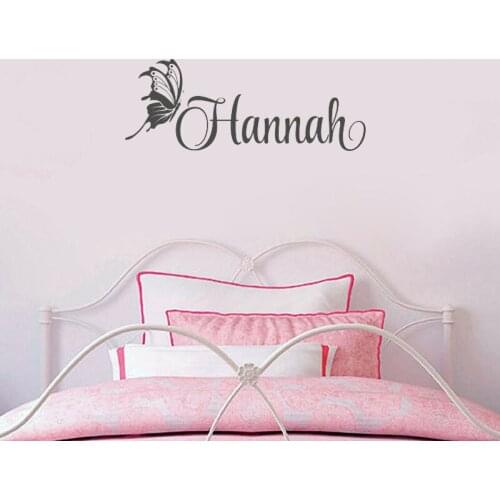 Butterfly Name Wall Decal Girls Name with Butterfly Custom Name Wall Stickers for Girls Room Nursery Decor Vinyl Art Decal C969
