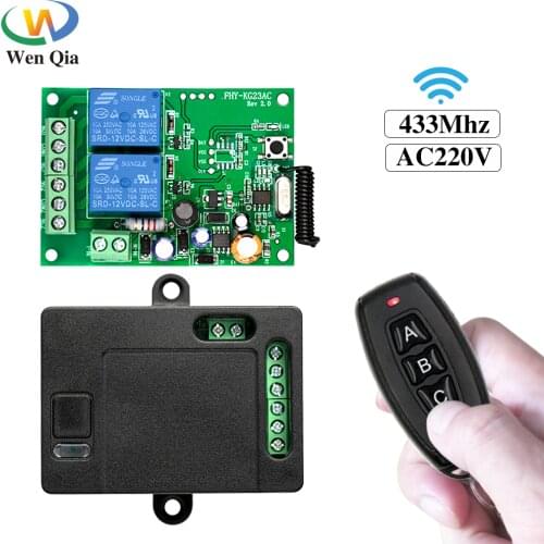 433 Mhz Wireless Remote Control AC220V 2CH Universal Rf Relay Receiver and Transmitter For Garage door and Gate Motor Control