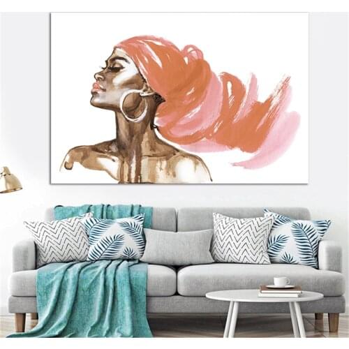 Black and White African Woman Art Canvas Painting Modern Art Portrait Canvas Prints Cuadros Room Office Decoration Canvas Prints