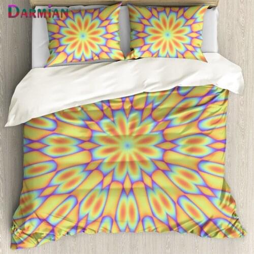 DARMIAN Colorful Mandala Flowers Design Pillowcase Duvet Cover Set Comfort Soft Bedding Set Premium Home Pillowslip Quilt Cover