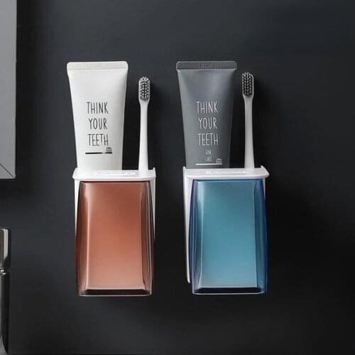 Toothbrush Holder Plastic Cup Two-Piece Bathroom Accessories Set Toothpaste Dispenser Shaver Storage Bath Decoration Kit Product