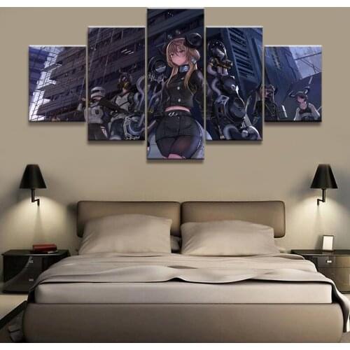 Home Decor Canvas Picture 5 Piece Womens Firearms Team Animation Painting Poster Home Canvas Painting Wholesale