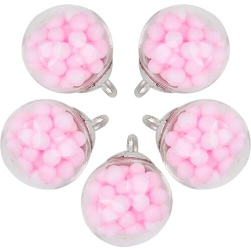 DoreenBeads Transparent Ball Foam Bubble Charms Pendant Glass Round Jewelry Accessories 21mm( 7/8") x 16mm( 5/8"), 20 PCs