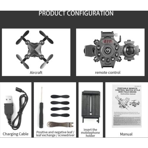 Portable Remote Control Watch Style 2.4G 0.3MP Wifi Mini Foldable Height Hold G-sensor FPV Drone Quadcopter