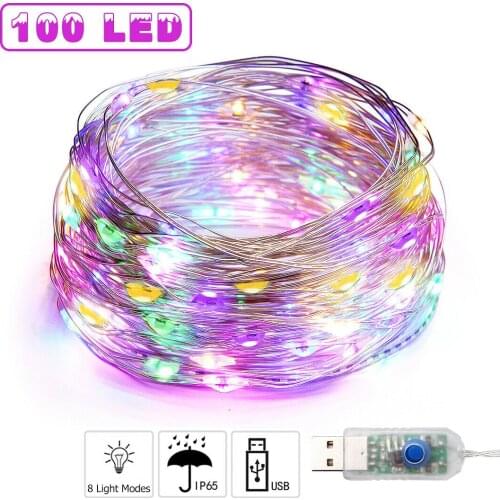 8Modes 5M 10M LED String Fairy Light Party USB Battery Powered Copper Wire For Xms Birthday Love Romance Decor