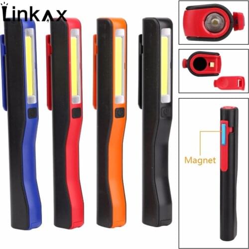 Hot Selling Mini Pen COB LED Flashlight Multifunction led Torch light Magnetic Working Inspection Lamp Pocket Light 2-Mode AAA