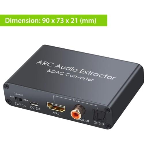 HDMI-compatible ARC DAC Converter Adapter HDM Audio Return Channel Digital HDM Optical SPDIF Coaxial to Analog 3.5mm L/R Stereo