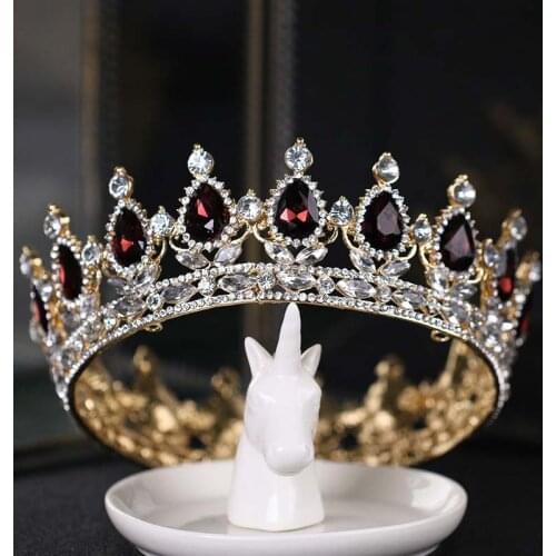 Vintage Round Tiaras Clear Austrian Rhinestones Queen Princess Crown Wedding Bridal Diadem Headpiece Hair Jewelry Accessories SL