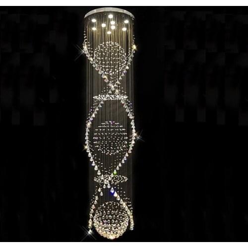 Staircase chandelier double floor chandelier hotel lobby lighting project villa floor building floor living room hanging crystal