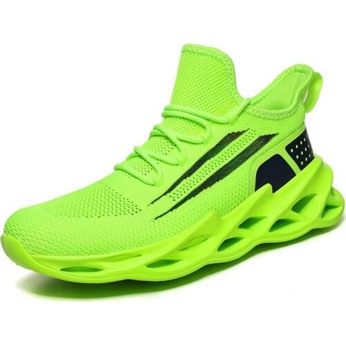 Large Size Summer Lightweight Mens Shoes Sport Man Sneakers Sports for Men Running Shoes for Men Green Tenisky Male GMD-0603
