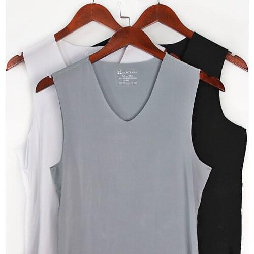 3Pcs/Lot Men Cotton Tank Tops Underwear Mens Undershirt Transparent Shirts Male Bodyshaper Fitness Wrestling Singlets Ice silk