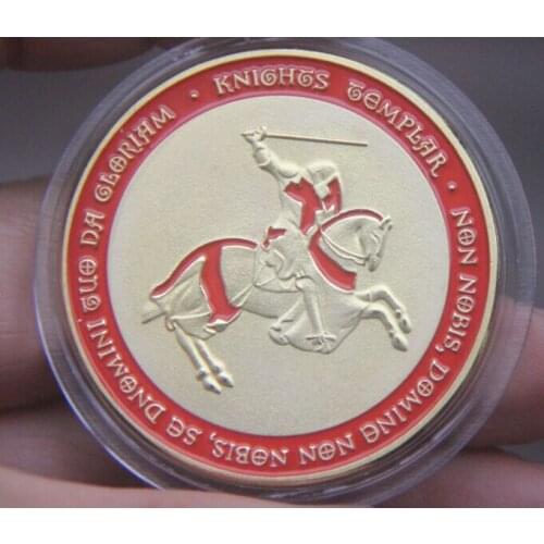 Orange Gilded Horse Sword Knight Metal Coin Plated Commemorative Coin Badge medal Decoration Accessories Souvenir