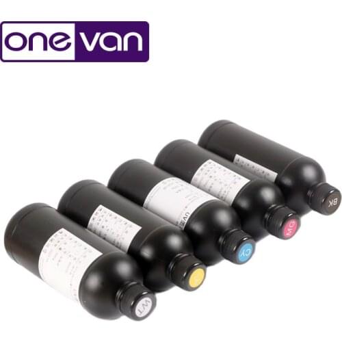 2500ml UV ink CMYKW set. A3, A4 UV printers, flatbed printers, cylinders, rotary UV printers use UV ink, hard ink. 5 bottles