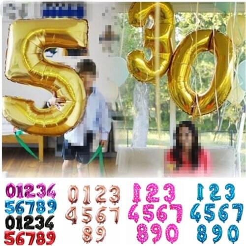 32 40 inch Figures Foil Rose Gold Large Number Balloon Float Air Inflatable Balls Birthday Party Decoration Kid Wedding Balloon