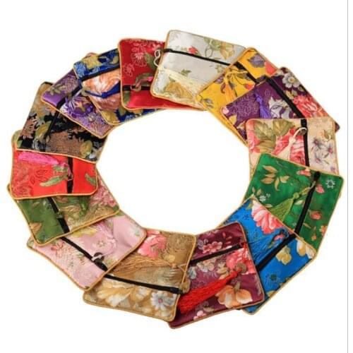 New arrival Double jewellery pouch real silk Silks and satins small packing bag Buddha beads bag Tassel brocade bag 100pcs/lot