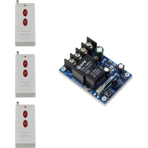 New DC12V 24V 36V 48V 1CH RF Wireless Remote Control Switch System Transmitter with Two-button Receiver Smart Home Switch