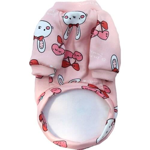 Printed Cartoon Pet Clothes Fleece Warm Dog Clothing Autumn Winter Chihuahua Clothes Outfit French Bulldog Puppy Cat Jacket Coat