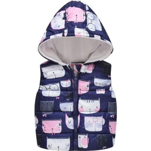 Baby Clothes Vest Children Warm Cotton Printing Waistcoat Kids Hooded Coats Sleeveless Jacket Child Boys Girls Outerwear Vest